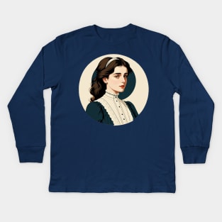 Edwardian Gibson Girl with Tired Eyes Kids Long Sleeve T-Shirt